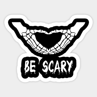 Be Scary Halloween Skeleton Bones Heart Shape Sticker